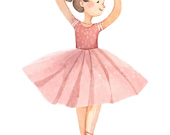 Petite Ballerina - Impresión digital de acuarela