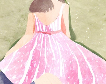 Serenidad caprichosa- Impresión de arte digital de acuarela de ensueño para la habitación de las niñas