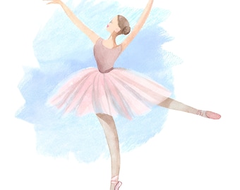 Skyward Elegance - Impresión de arte digital de bailarina exquisita