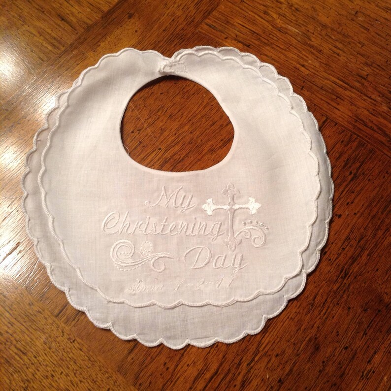 Linen Christening Burp Cloth and Bib with cross Etsy
