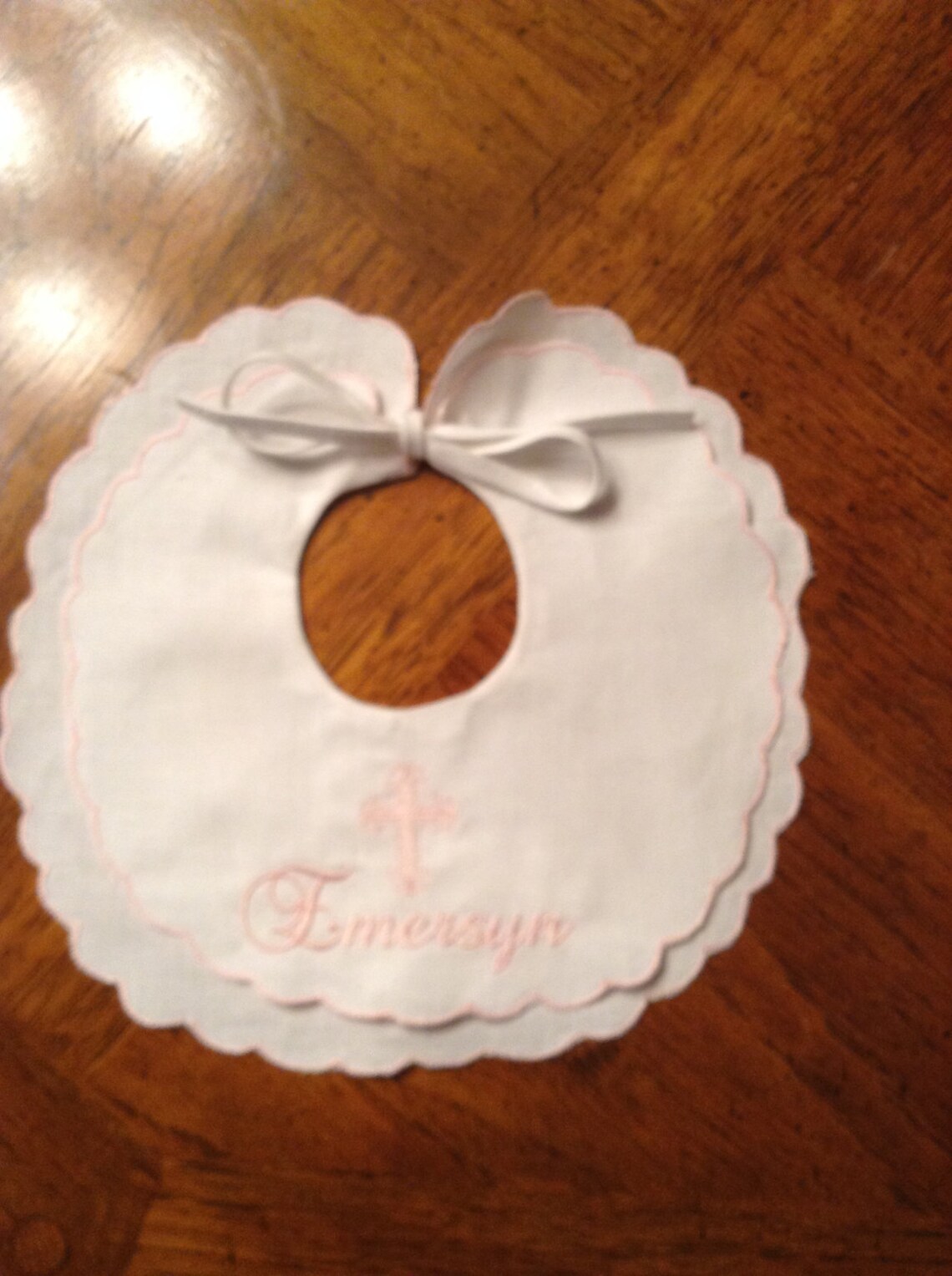 Pretty Pink Baptism or Christening Bib With Cross Etsy