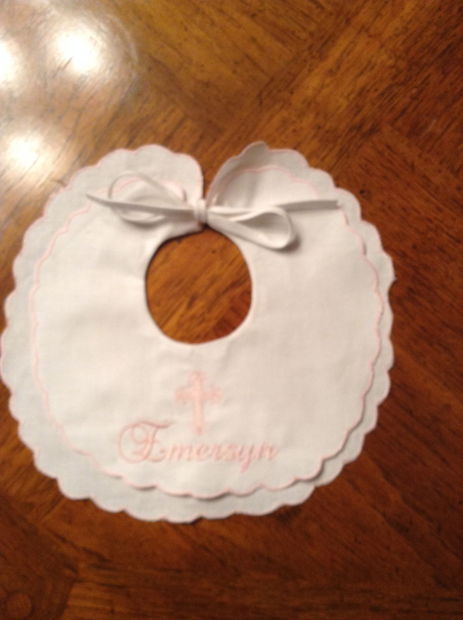 Pretty Pink Baptism or Christening Bib With Cross Etsy