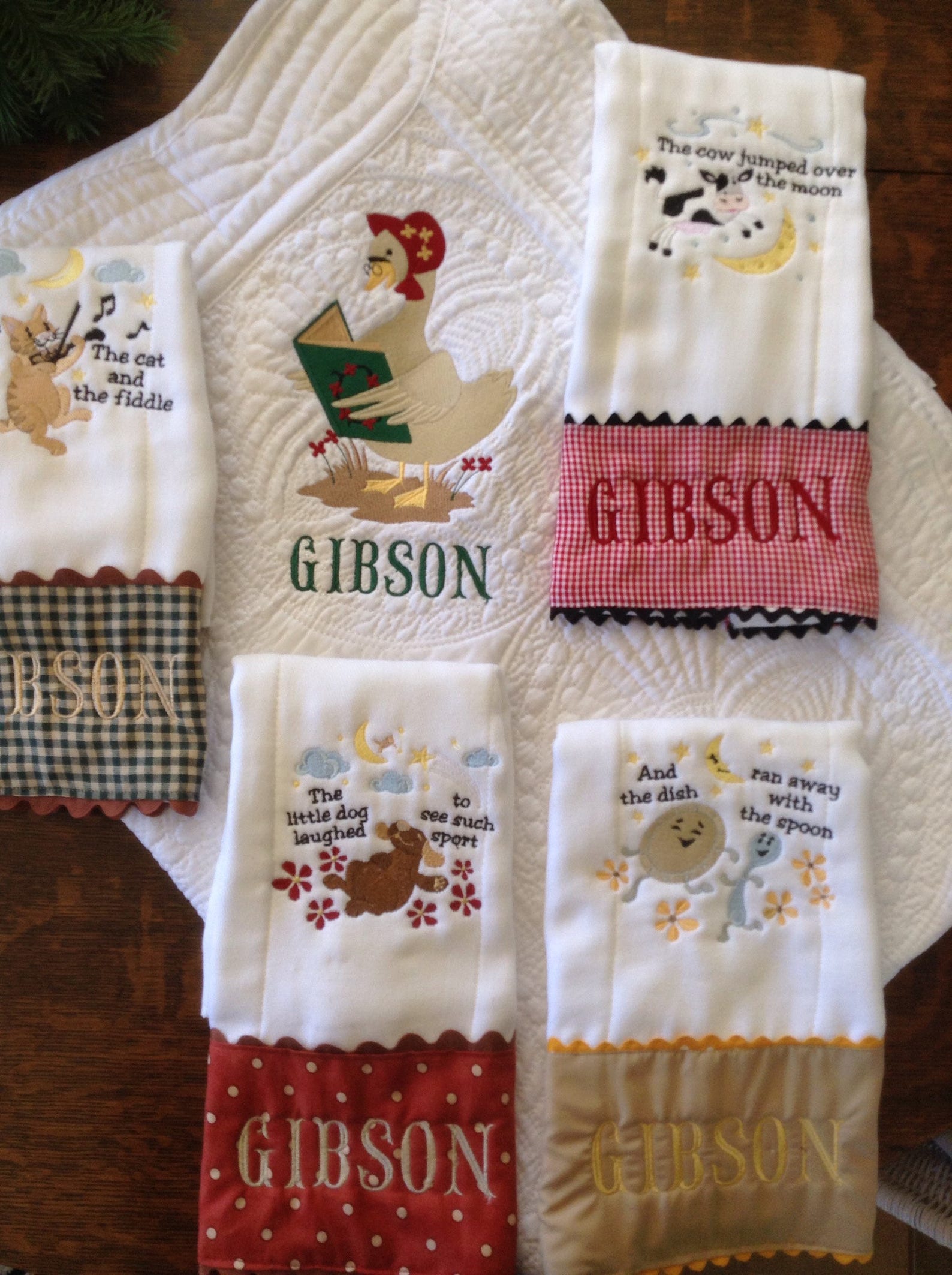 Baby Boys Mother Goose Quilt and 4 Nursery Rhyme Burp Cloths Etsy