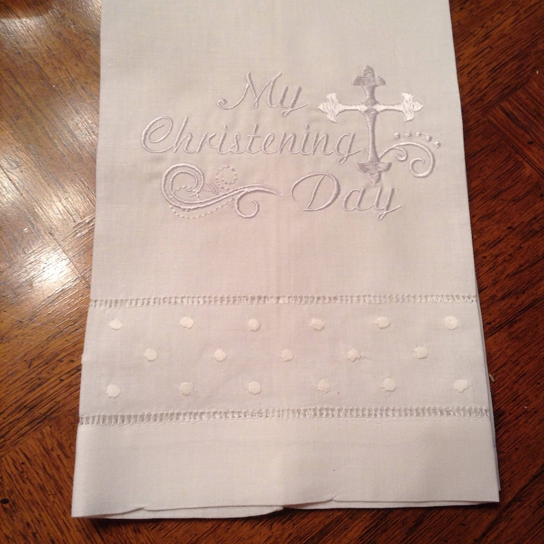 Linen Christening Burp Cloth and Bib with cross Etsy