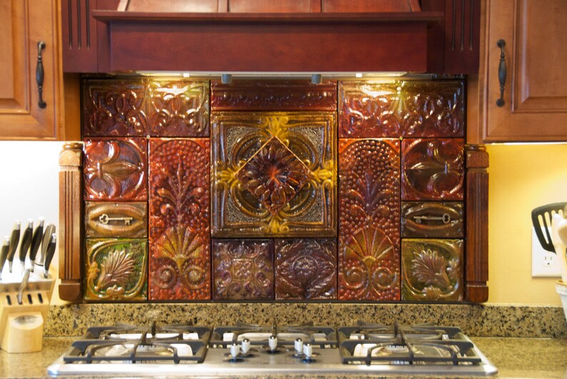 Handglazed reclaimed vintage tin backsplash Etsy