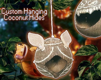 Coconut hanging hide for Reptiles or small animals - Custom Made
