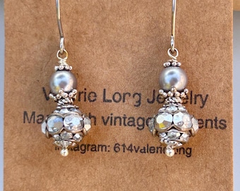 Classic pearl and rhinestone earrings