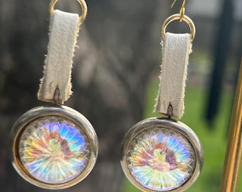 Groovy baby leather earrings