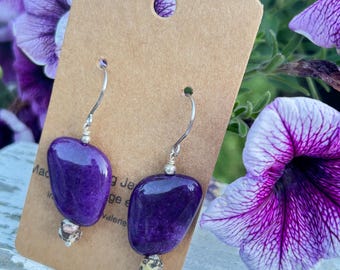 Pendientes de cristal de sugilita y estilo bohemio