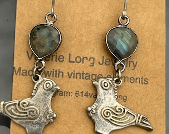 Vintage boho bird earrings