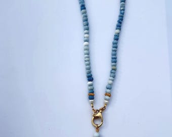 Collar con dije de ópalo peruano azul bígaro