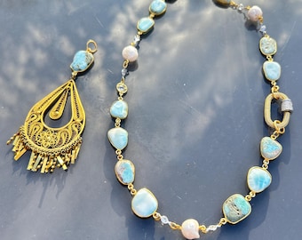 Boho Larimer carabiner necklace with removable pendant