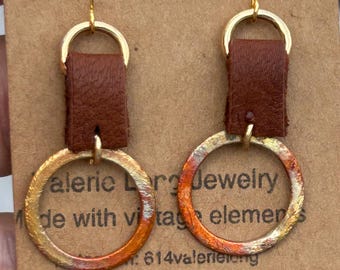 Copper and leather earrings