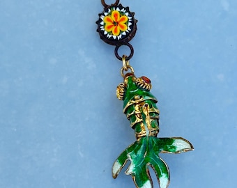 Vintage enamel fish necklace