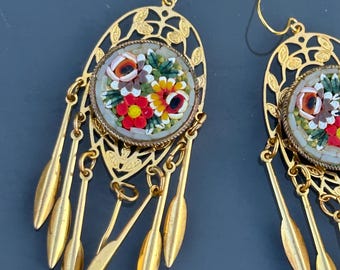 Pendientes bohemios con micromosaico italiano