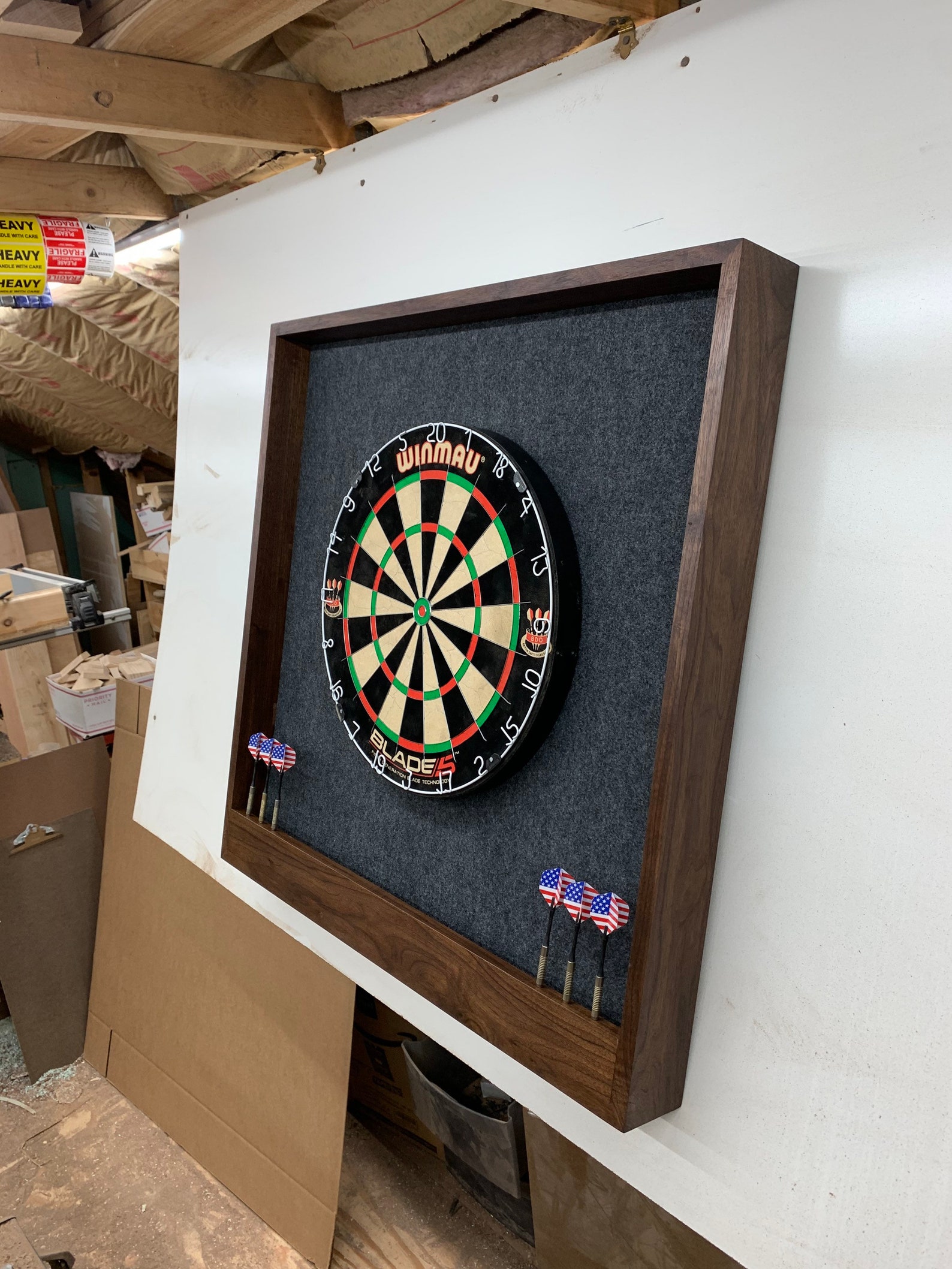 32 X 32 X 3.5 Solid Walnut Trim Dart Board Backboard Etsy