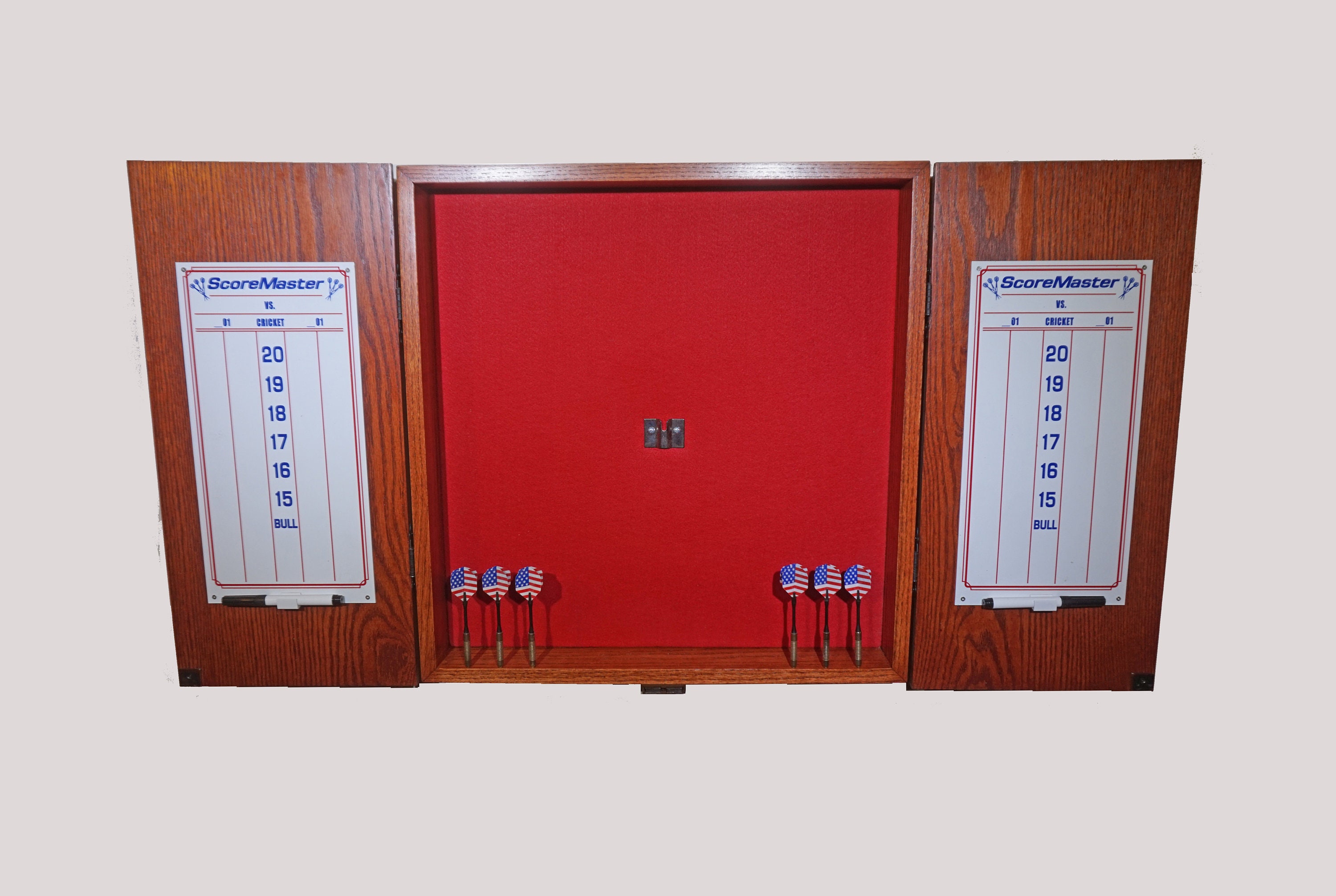 Stained Oak Gunstock Customizable Dart Board w/ Red Etsy