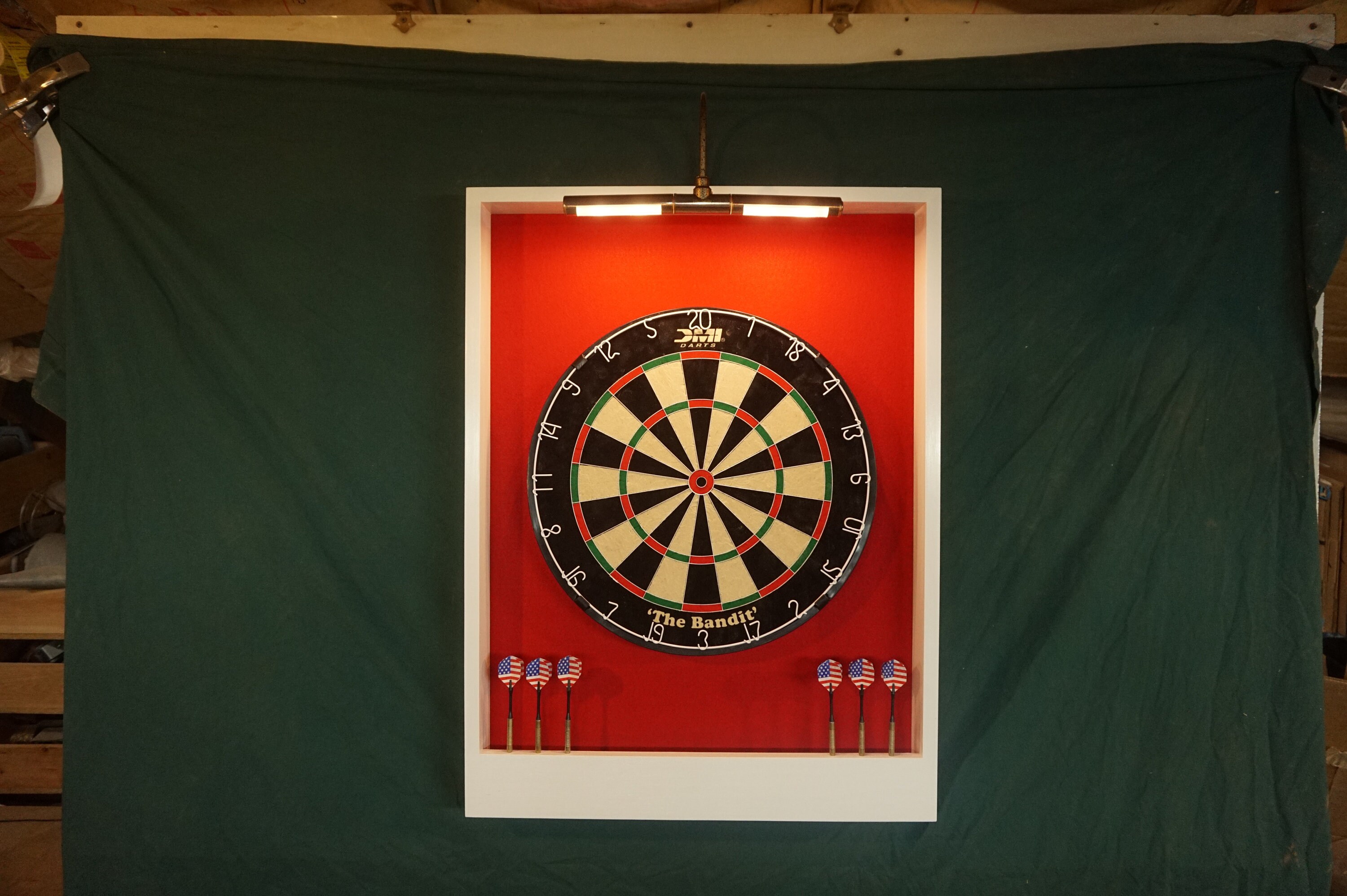 Custom LED LIGHTED Red & White Trim Dart Board Backboard Etsy