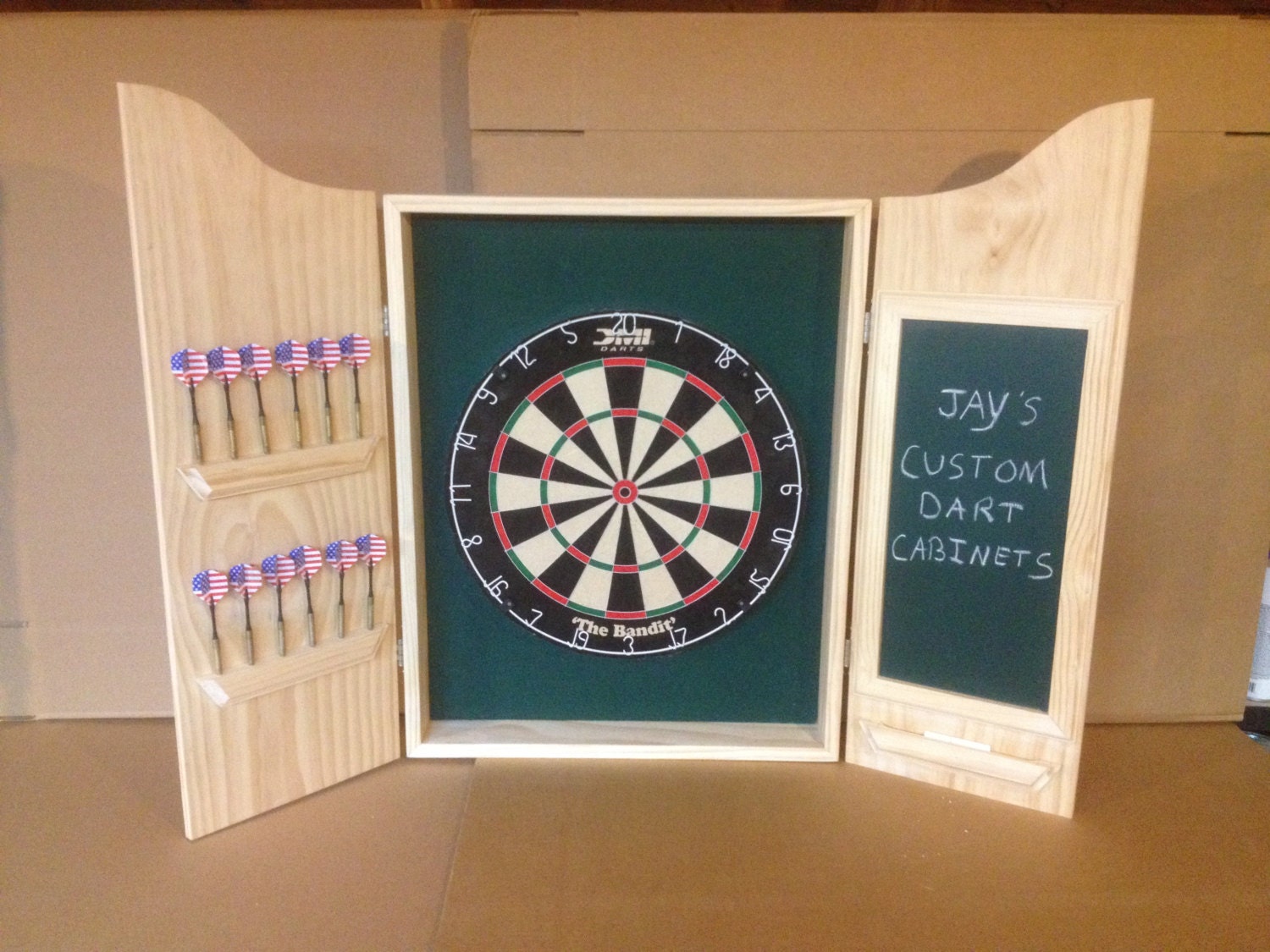 Custom Dart Board Cabinet W Chalkboard Scoreboard And Dmi Etsy