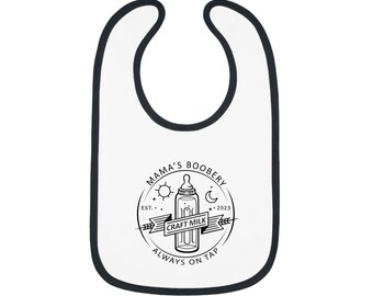 Mama's Boobery Contrast Trim Jersey Bib