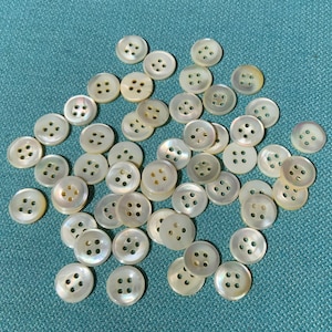 Vintage Mother of Pearl 4 hole buttons 12mm Just Under 1/2 inch 50 pieces shirt buttons sewing crafts costume ornament Item 6