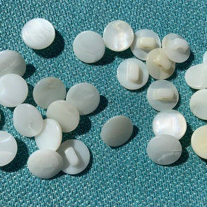 Buttons Vintage White Mother of Pearl Self shank 7/16 inch or 11 mm   25 pieces  Item 33