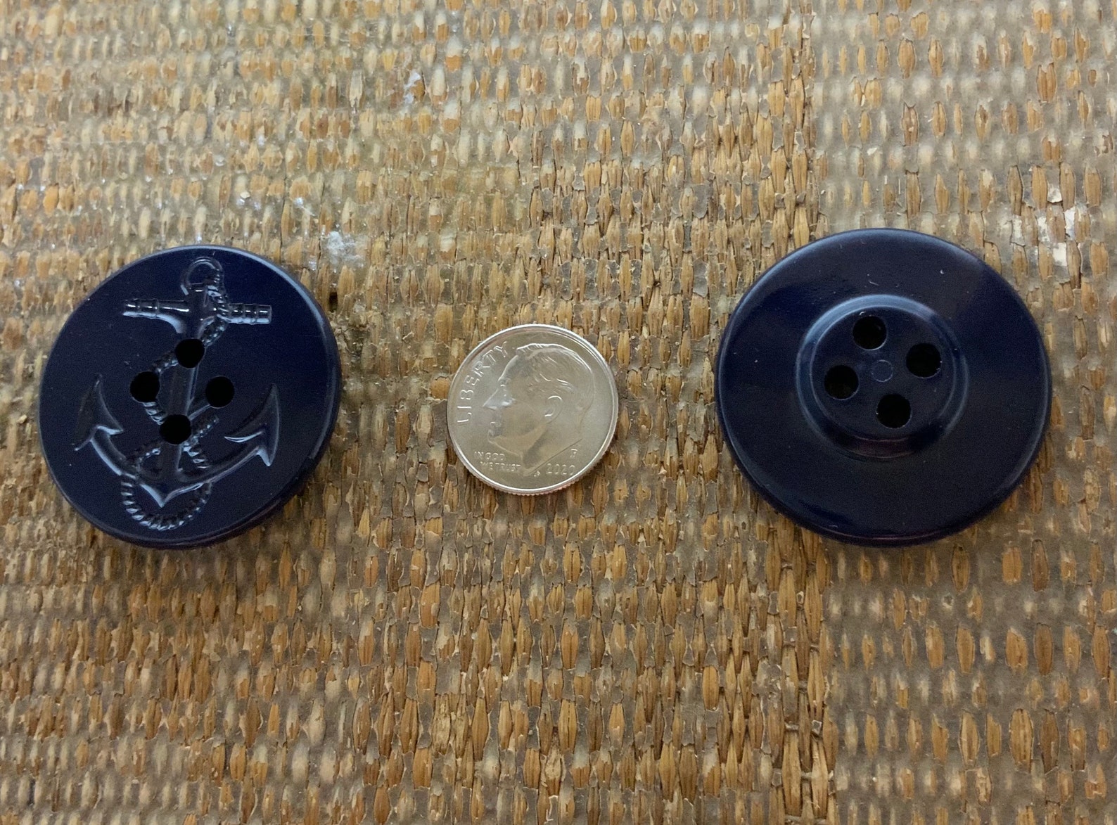 Navy Anchor Buttons 6 Pc Vintage Navy Anchor Engraved Plastic Button