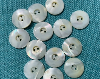 Vintage Mother of Pearl Button 3/4inch  Or 19mm  Size 30 Two Hole Sew on Button 12 pieces Item 28