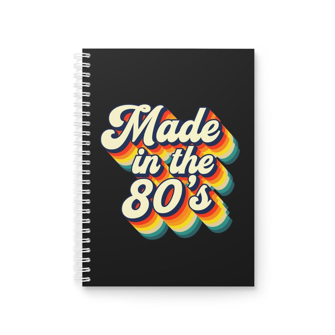 Made in the 80's Spiral Notebook | Retro Rainbow 80s Typography - Etsy
