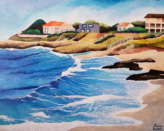 Beautiful La Jolla Coast, San Diego Original Acrylic Painting On Canvas 16 " Height x 20 " Width x 1 & 1 / 2 " Gallery Profile