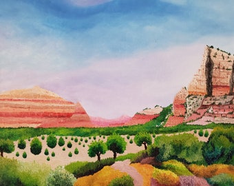 Red Rock - Sedona In Arizona Original Oil Painting On Canvas 16" Height x 20" Width x 1 & 1/2" Gallery Profile