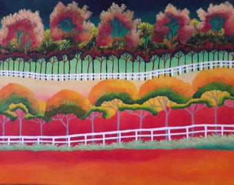 The Joy Of Fall Colors Original Acrylic Painting On Canvas 18 " Height X 24 " Width