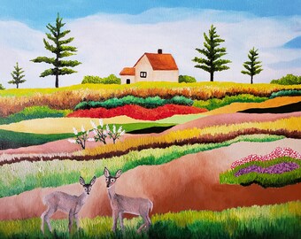 Nature Preserve And Animals - Cuyamaca Rancho State Park, San Diego Original Acrylic Painting On Canvas 16 " x 20 " Gallery Profile