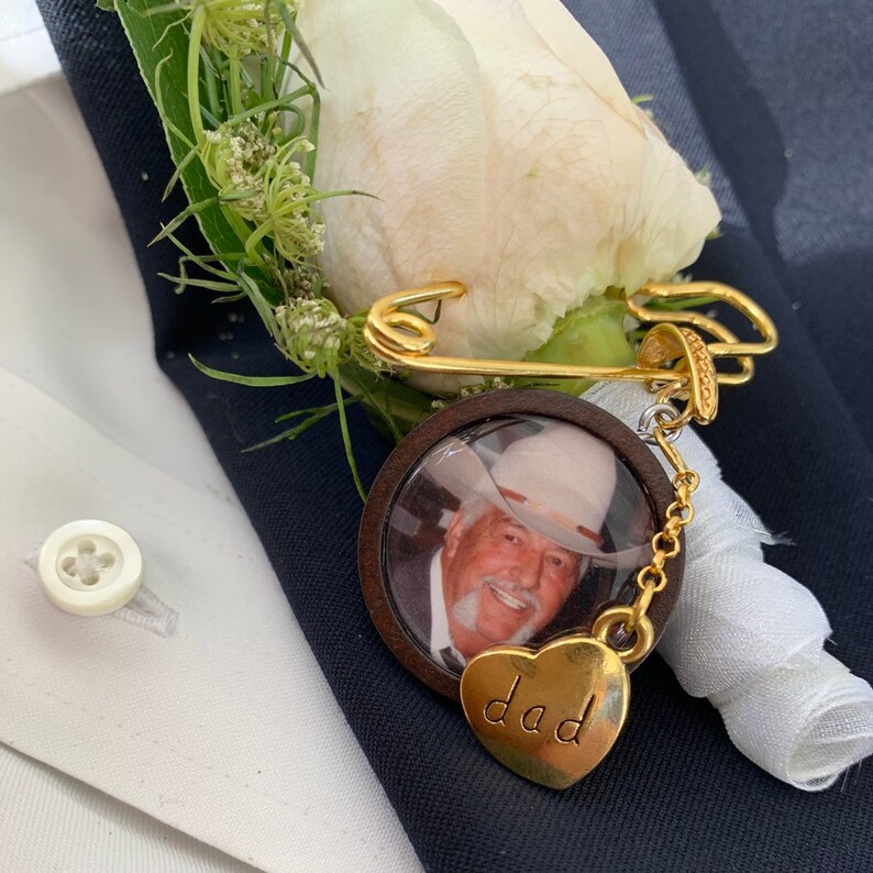 Grooms Boutonniere Memorial Wedding Photo Charm Keepsake Etsy