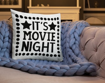 Movie Night Pillow, Movie Room Pillow, Movie Decor, Film Pillow, Media Room, Throw Pillow, Cuddle Pillow, Gift For Couple, Movie Theme Party