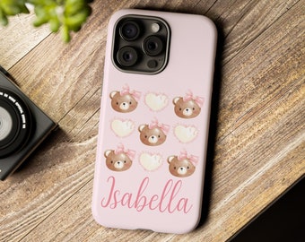 Personalized Coquette Bear Phone Case Bear With Pink Bow iPhone Case & Samsung Case Cute Bear Phone Cover Bear Accessory Bear Lover Gift