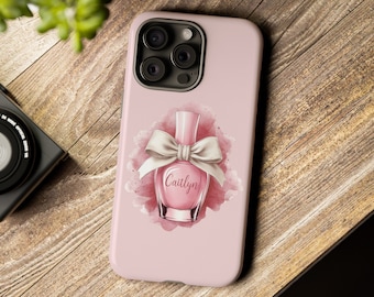 Custom Coquette Pink Nail Polish With Bow iPhone Case & Samsung Case Nail Tech Gift Nail Art Lover Phone Cover Nail Artist Phone Accessory