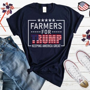 Farmers For Trump Shirt Conservative Farmer Gift American Farmers Shirt Keeping America Great Custom Donald Trump 2024 Tee Trump Rally Shirt