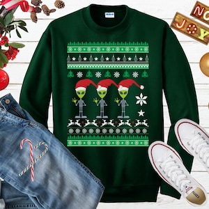 Alien Ugly Christmas Sweater, Funny Alien Holiday Shirt, Ufo Xmas Sweatshirt, Alien Lover Stocking Stuffer, Space Alien Tee, Alien Abduction