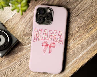 Coquette Mama Pink Bow Phone Case Mom iPhone Case Mommy Samsung Case Mother's Day Gift Cute Mama Ribbons Phone Cover Mama Phone Accessory
