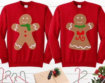 Gingerbread Couple Ugly Christmas Sweater Ugly Sweater Party Gingerbread Sweater Matching Couple Christmas Sweatshirt Couple Christmas Gifts