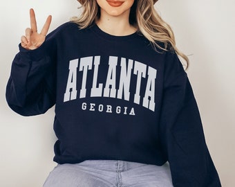 Custom Atlanta Sweatshirt Georgia Hoodie Atlanta Gift Personalized City State Sweatshirt Varsity Crewneck Sweater Vintage Athletic Hoodies