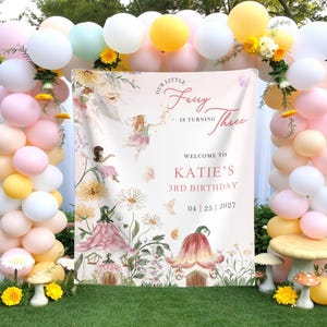 Fondo fotográfico personalizado para cumpleaños de hadas, pancarta de cumpleaños con temática de jardín para niñas, cartel de bienvenida para fiesta de bosque encantado, decoración de cumpleaños de jardín de hadas