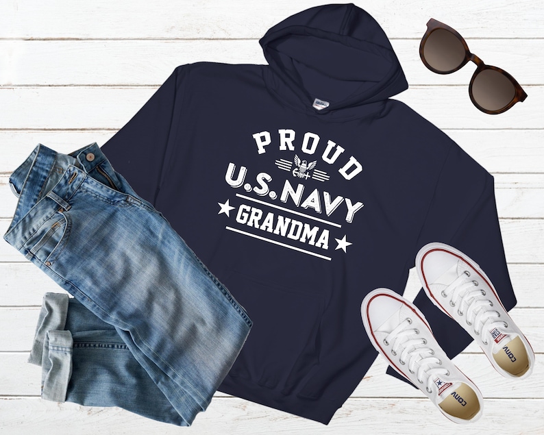 Proud US Navy Grandma Tshirt Hoodie Sweatshirt Navy Grandma Gift Military Grandma Tee Custom Navy Family Graduation Shirt Navy Grandma Gift HOODIE NAVY