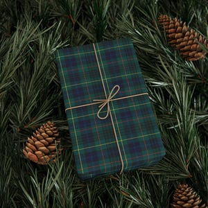 Navy & Green Tartan Plaid Wrapping Paper Keighly Tartan Gift Wrap Classic Plaid Holiday Wrap Vintage Preppy Old Money Luxury Equetrian Paper image 3