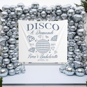 Disco & Diamonds Bachelorette Photo Backdrop Custom Disco Cowgirl Bach Party Banner Nashville Bach Decor Western Bridal Tapestry Entry Sign