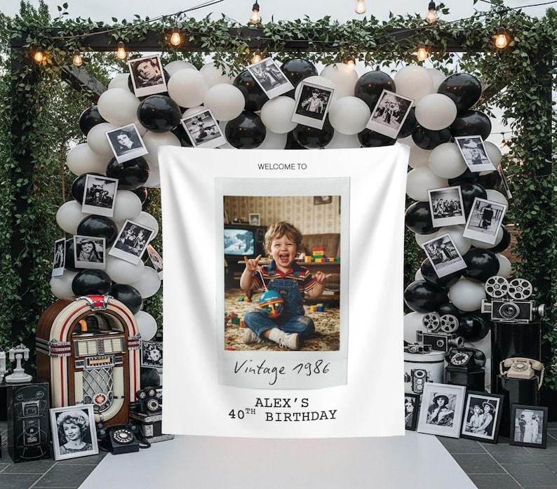 Vintage Polaroid Photo Birthday Backdrop Custom Retro Photo Portrait ...