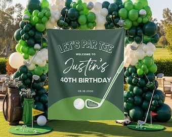 Golf-Geburtstags-Fotohintergrund für Männer Let's Par Tee Willkommensschild Benutzerdefinierter Golfer-Geburtstagsbanner Golf-Geburtstags-Tapisserie-Golf-Party-Dekor