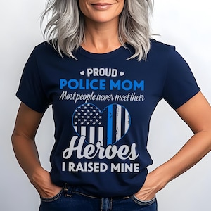 Thin Blue Line Heart Proud Mom Police Officer Cop T-Shirt Thin Blue Line Heart Proud Mom Police Officer Cop T-Shirt