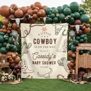 Custom Cowboy Baby Shower Backdrop Western Baby Banner A Little Cowboy Welcome Sign Wild West Baby Shower Tapestry Farm Cowboy Party Decor